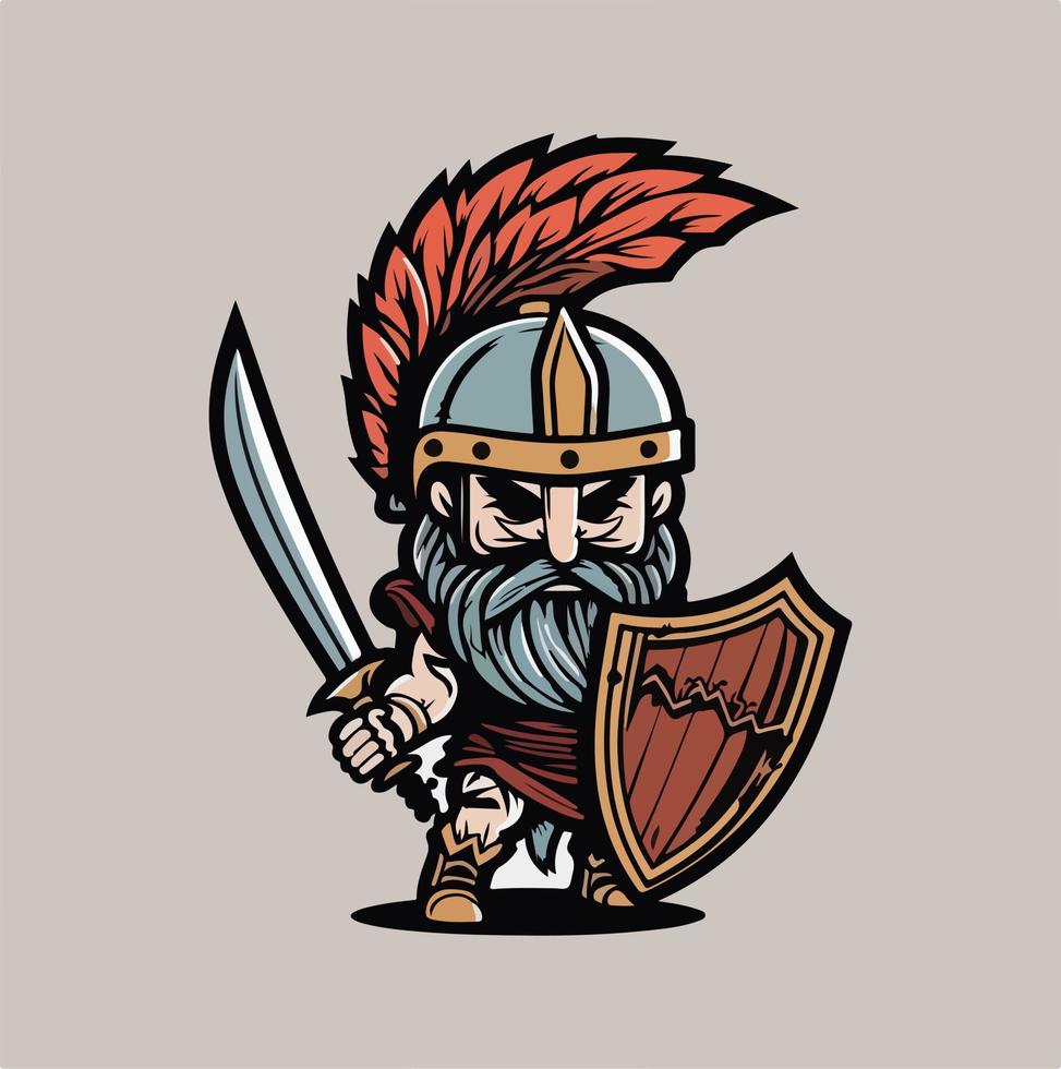 Chibi Kawaii Spartan Strong Charater Cartoon Vector Illustration eps 10
