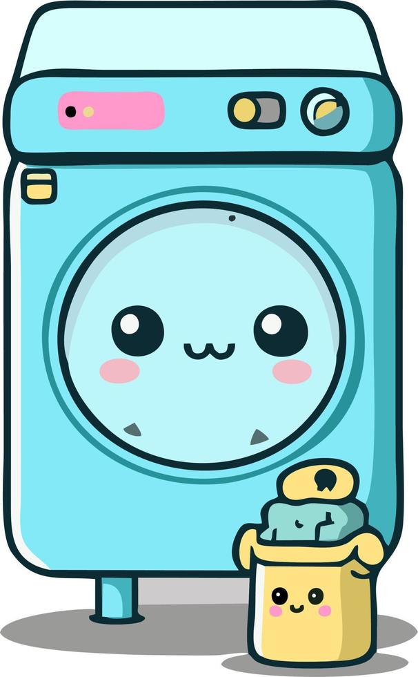 Laundry machine chibi kawaii style 2d vectro illustration style eps10 vector