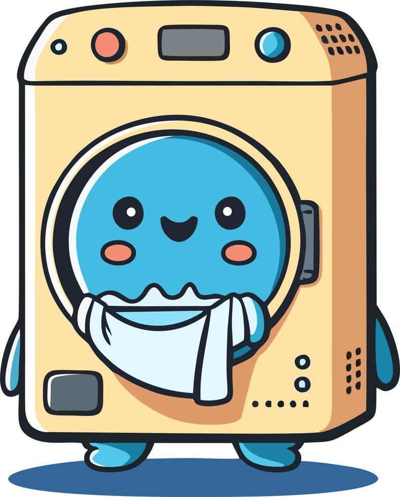 lavandería máquina chibi kawaii estilo 2d vectro ilustración estilo eps10 vector