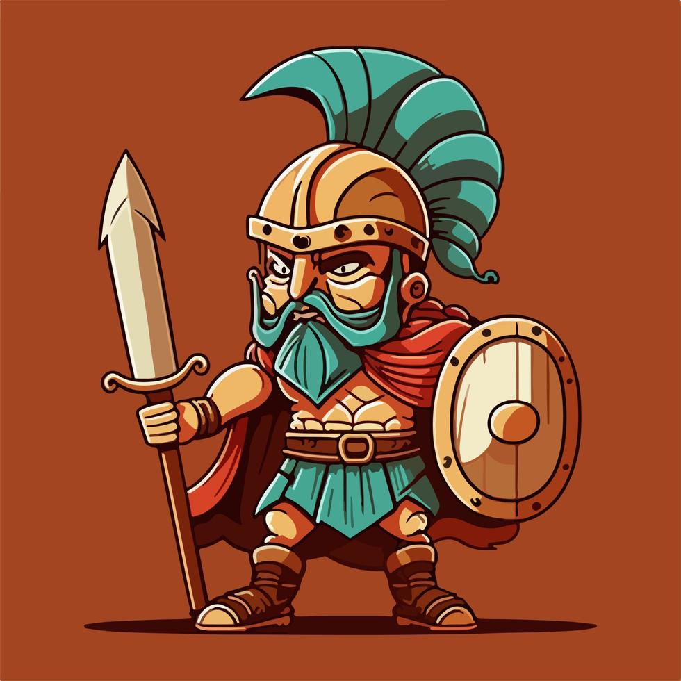 Spartan Cibhi Kawaii Logo Mascot Vector Illustration eps 10