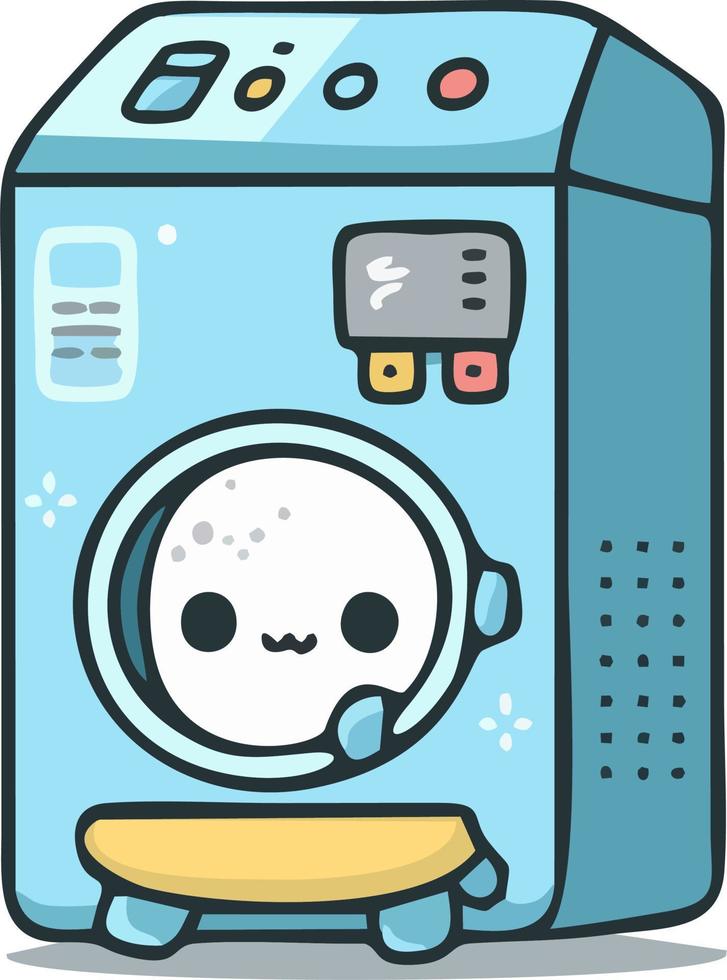 Laundry machine chibi kawaii style 2d vectro illustration style eps10 vector