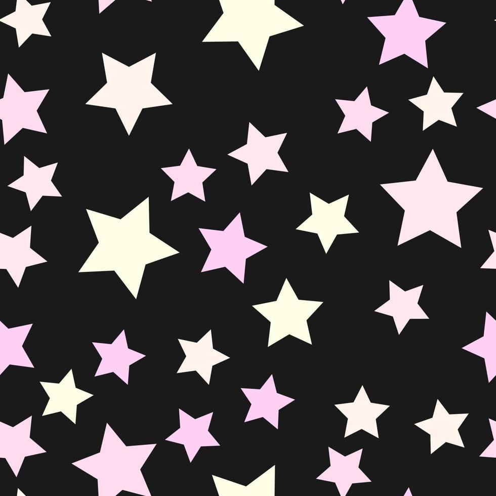 sin costura repitiendo modelo de ligero rosado y beige estrellas en negro antecedentes para tela, textil, documentos y otro varios superficies vector