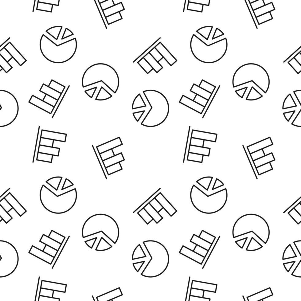 Seamless vector monochrome pattern of progress bar and pie chart for covers, shops, wrappers, sites, apps