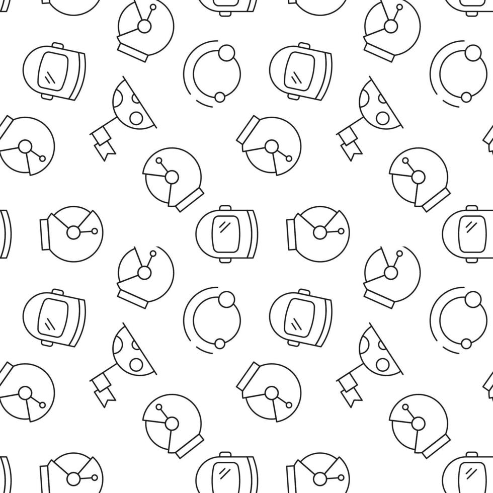 Seamless vector repeating pattern of helmet, The Moon, planet.It can be used for web sites, apps, clothes, covers, banners etc