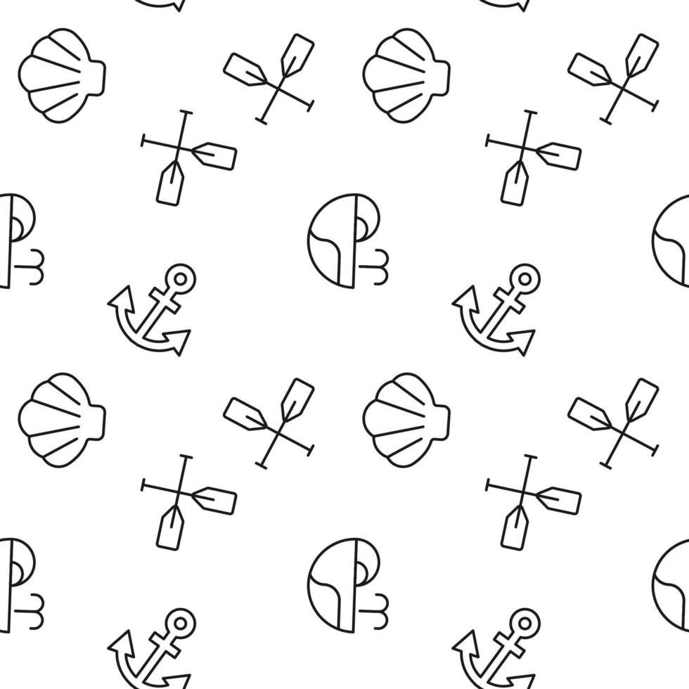 Seamless pattern of anchor, whale, seashell, paddles. Suitable for shops, web sites and applications, media, backgrounds vector
