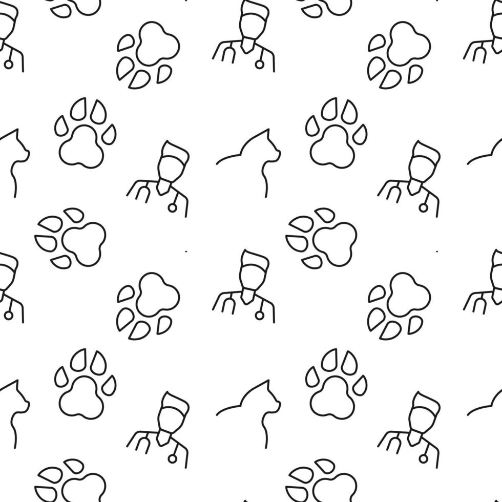 Seamless pattern of cat, paw, veterinarian. Suitable for shops, web sites and applications, media, backgrounds vector