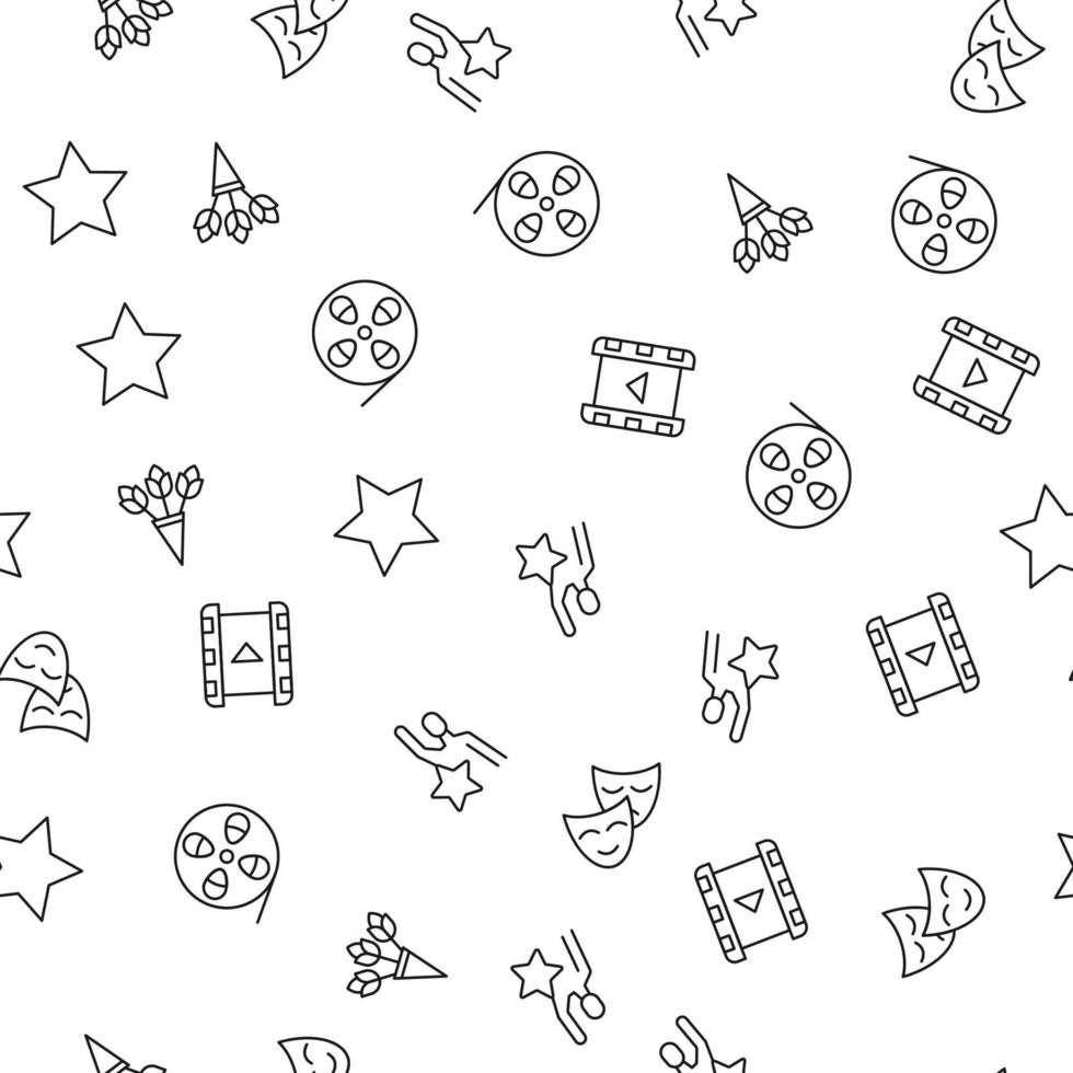 Vector seamless pattern of star, bouquet, actor, film is made of various element