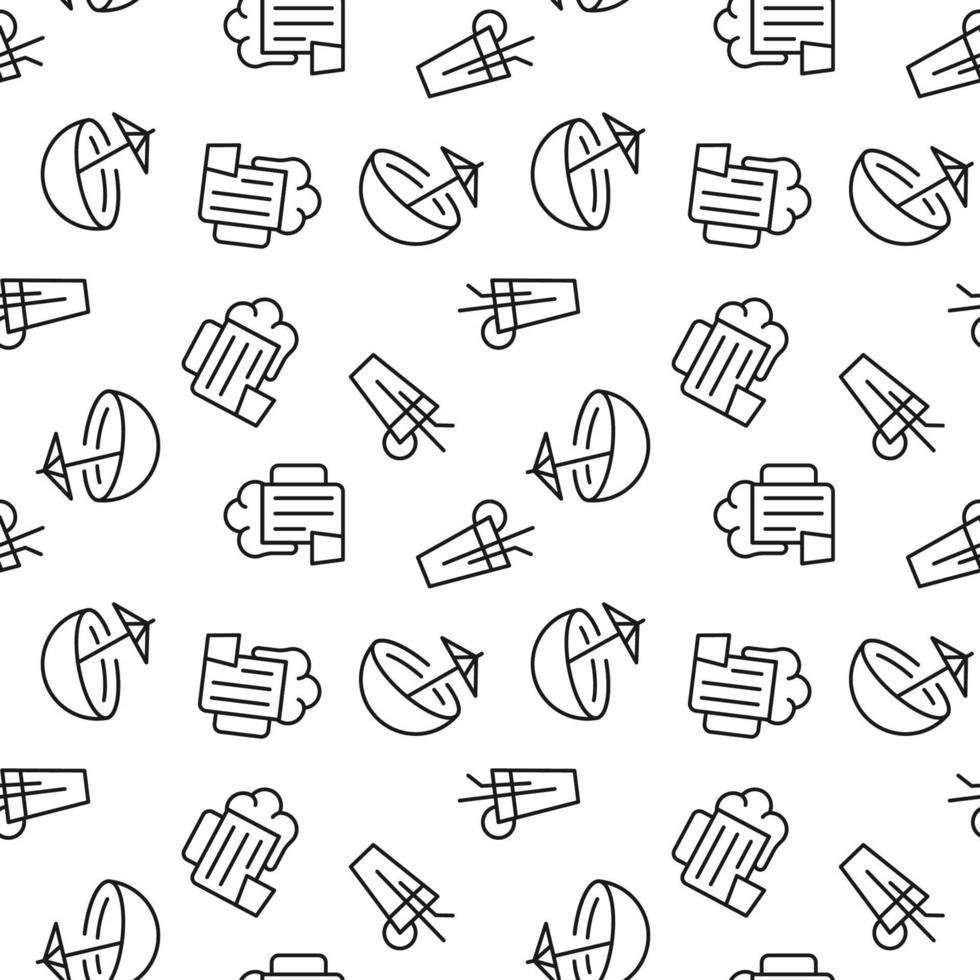 Seamless vector monochrome pattern of beer, coconut water, beach cocktail for covers, shops, wrappers, sites, apps