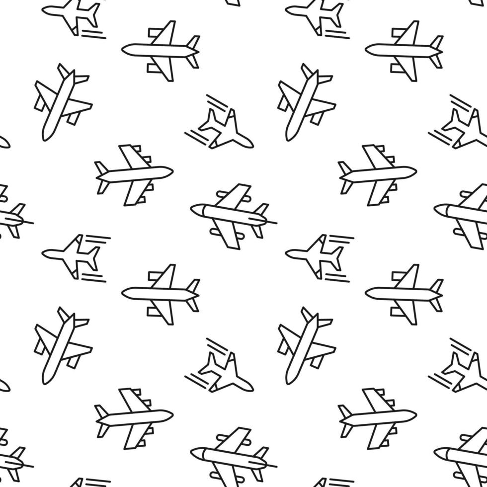 Seamless repeating monochrome pattern of airplanes. Perfect for web sites, apps, shops, backgrounds, wallpapers vector