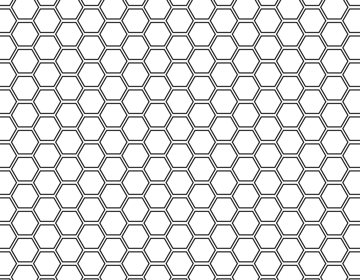 eamless black and white pattern with hexagon vector