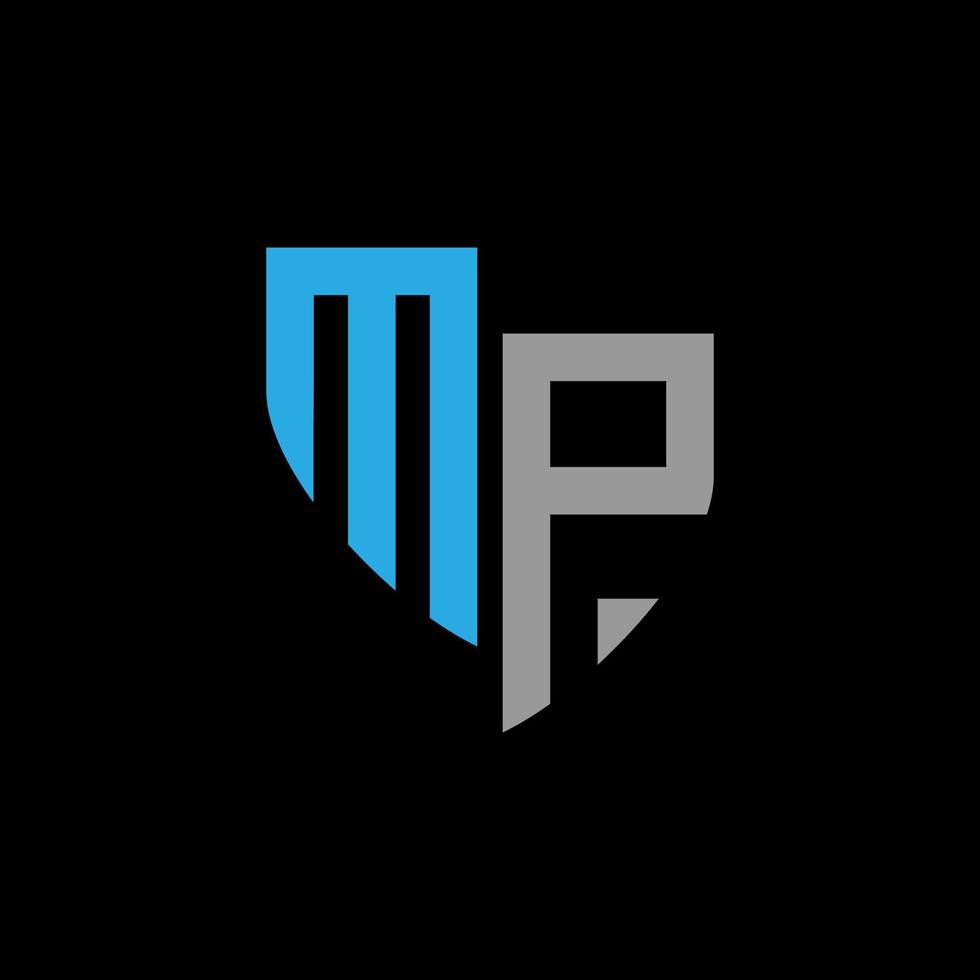 MP abstract monogram logo design on black background. MP creative initials letter logo concept. vector