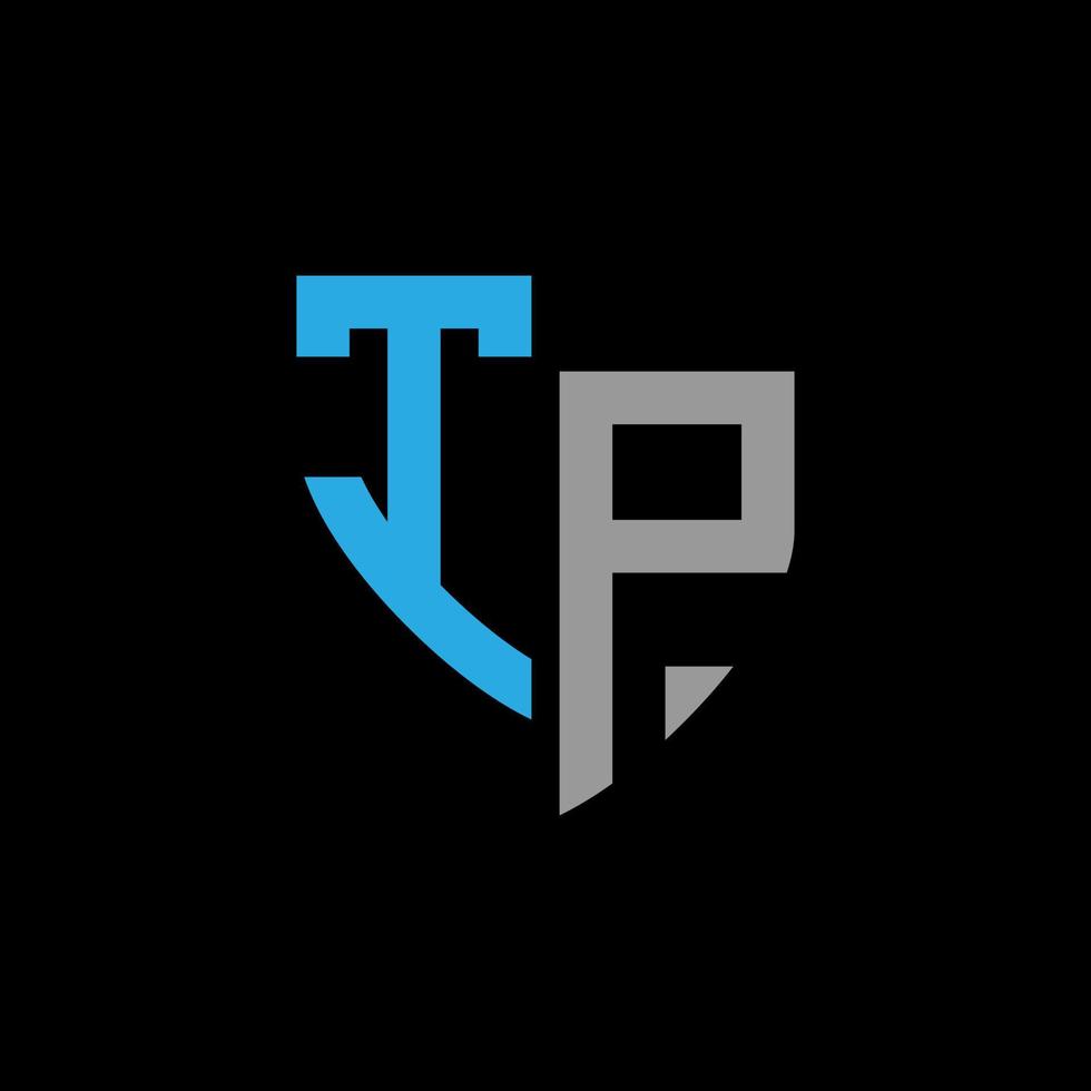 TP abstract monogram logo design on black background. TP creative initials letter logo concept. vector