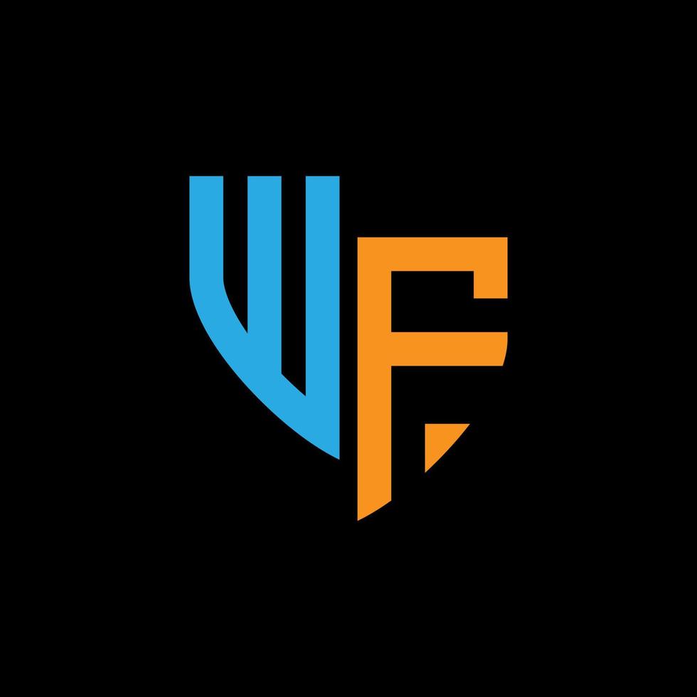 WF abstract monogram logo design on black background. WF creative initials letter logo concept. vector