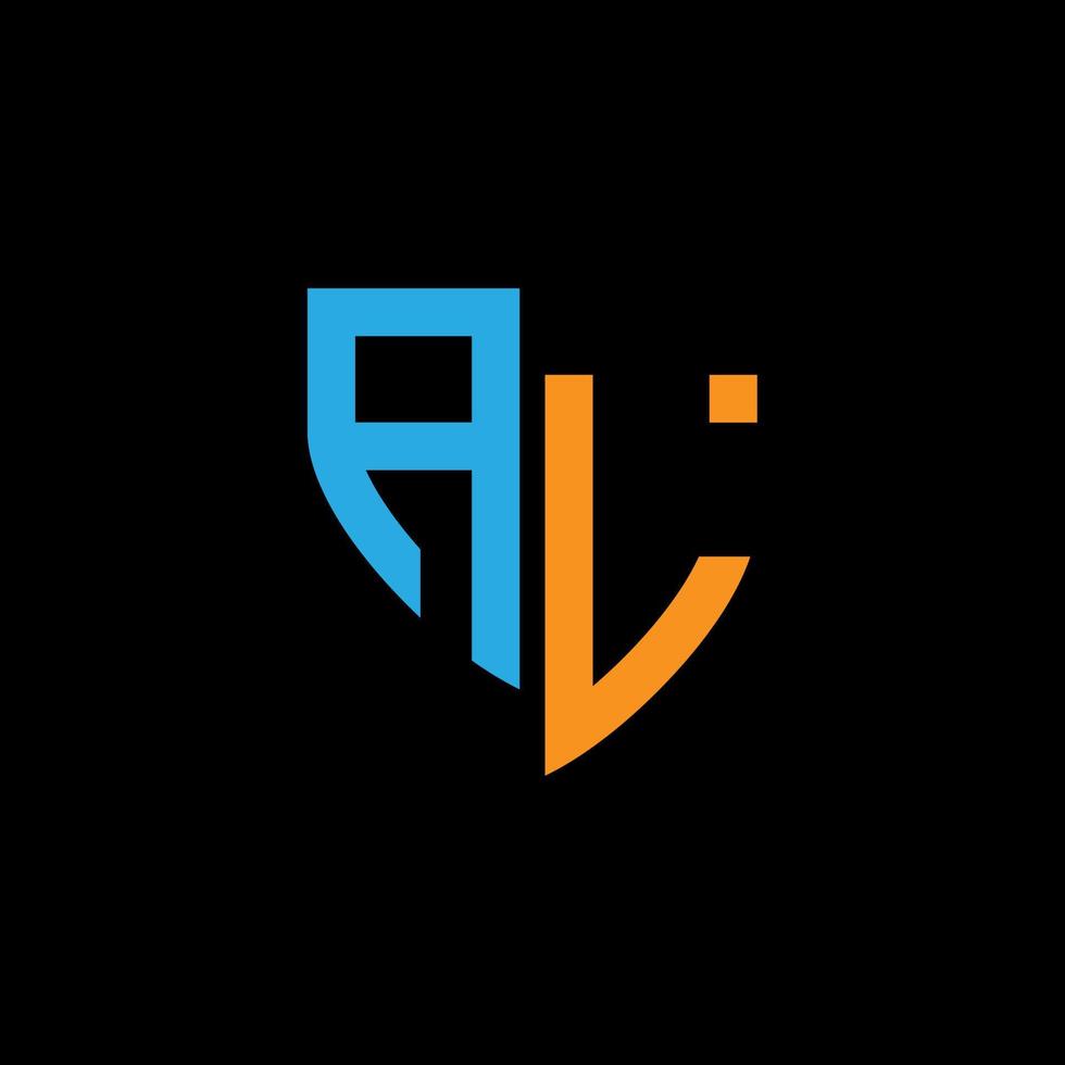 AL abstract monogram logo design on black background. AL creative initials letter logo concept. vector