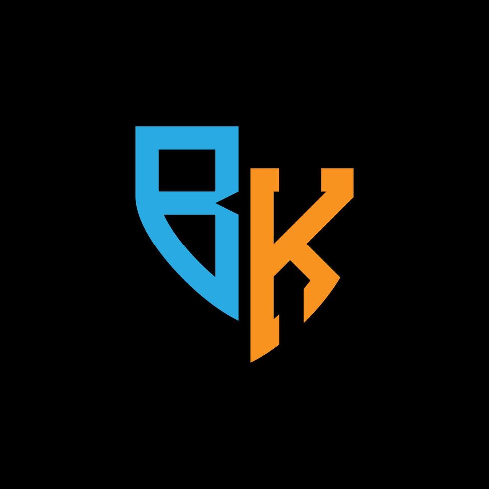 BK abstract monogram logo design on black background. BK creative initials letter logo concept. vector