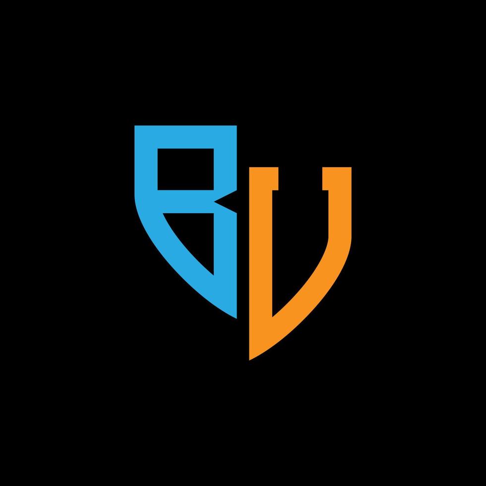BU abstract monogram logo design on black background. BU creative initials letter logo concept. vector