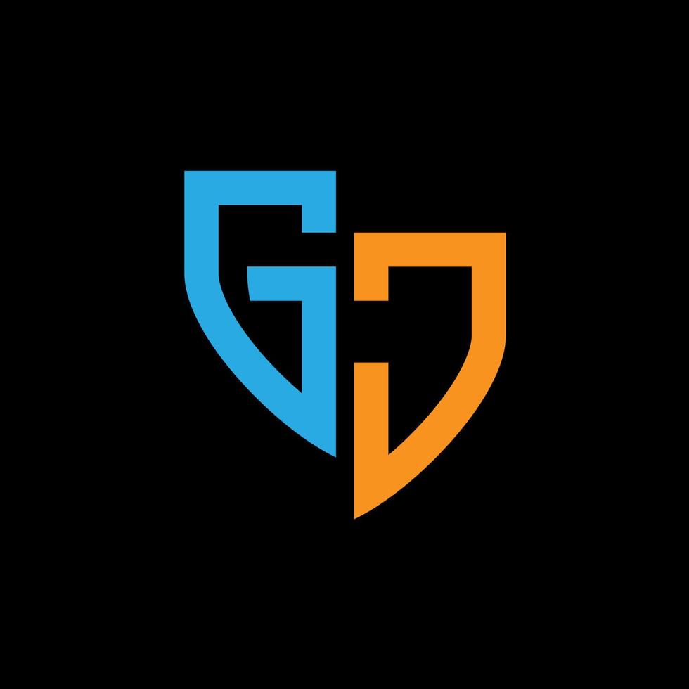 GJ abstract monogram logo design on black background. GJ creative initials letter logo concept. vector