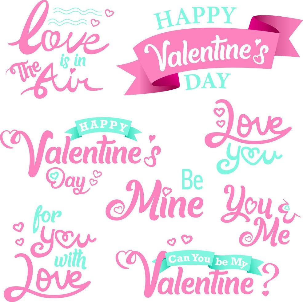 valentine love text art romantic quotes bundle vector set