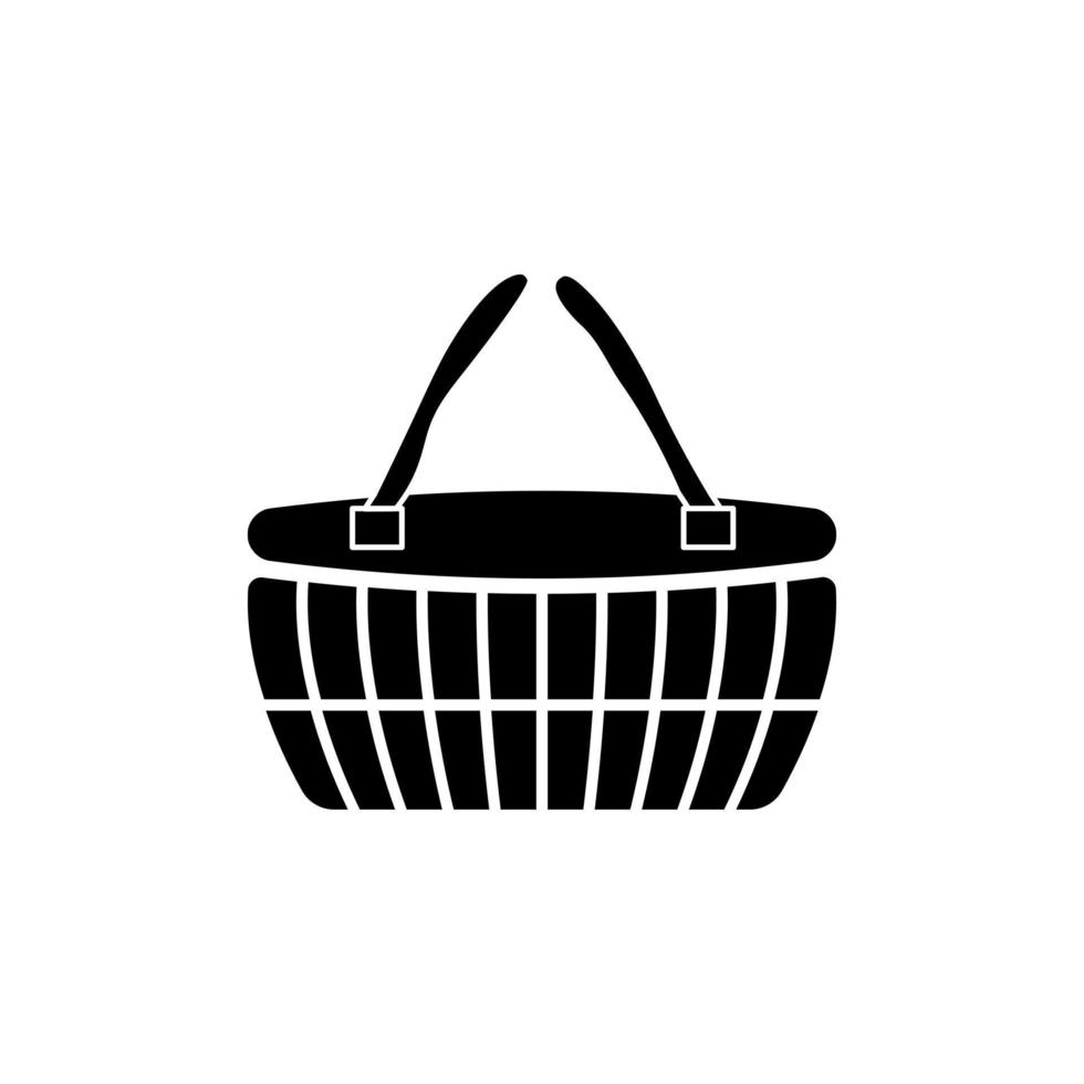 Shopping Basket black silhouette icon. Isolated on white background. vector