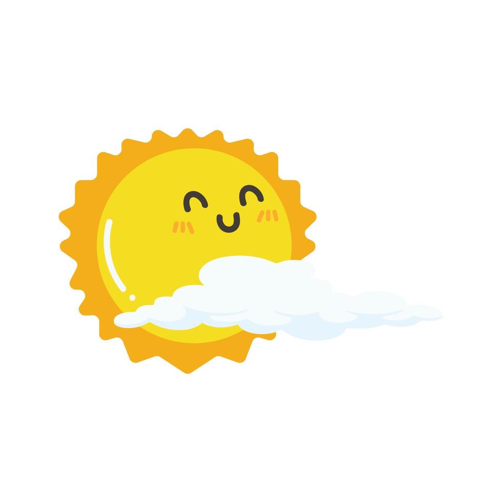 Sun And Cloud doodle cartoon vector