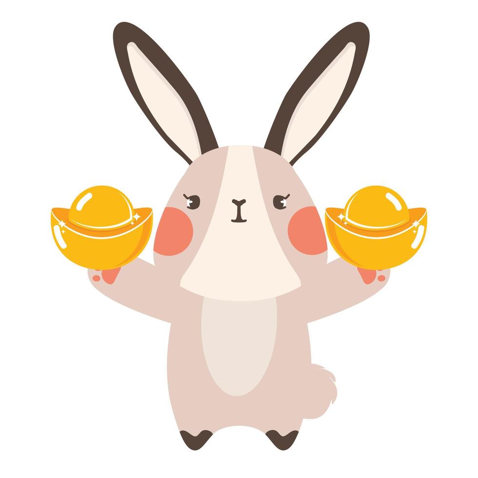 Happy  bunny rabbit Holding Gold vector