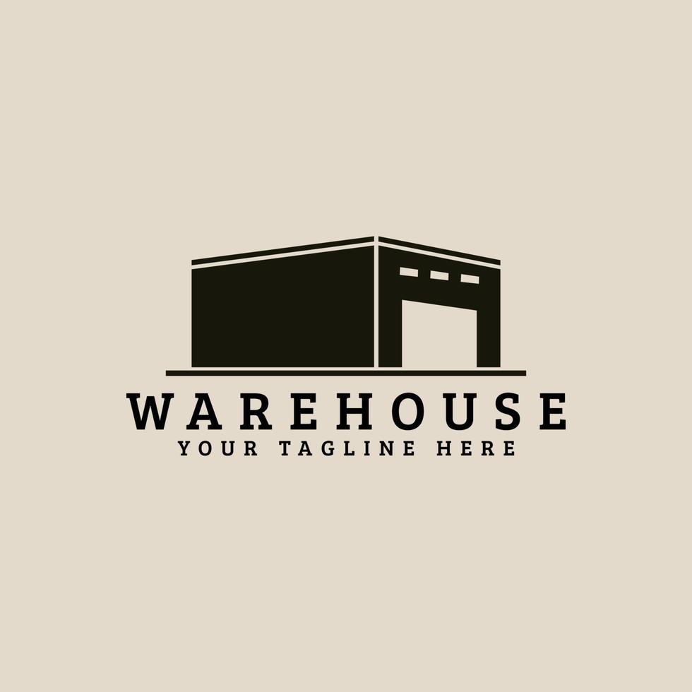 warehouse  with vintage style logo vector icon design. building business symbol template illustration