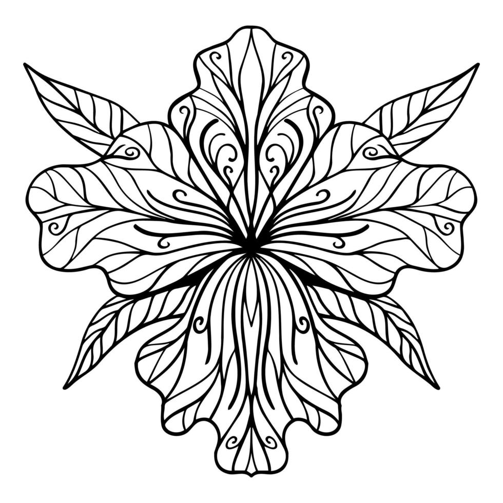 Abstract flower. Vector silhouette elegant flower isolated on white background