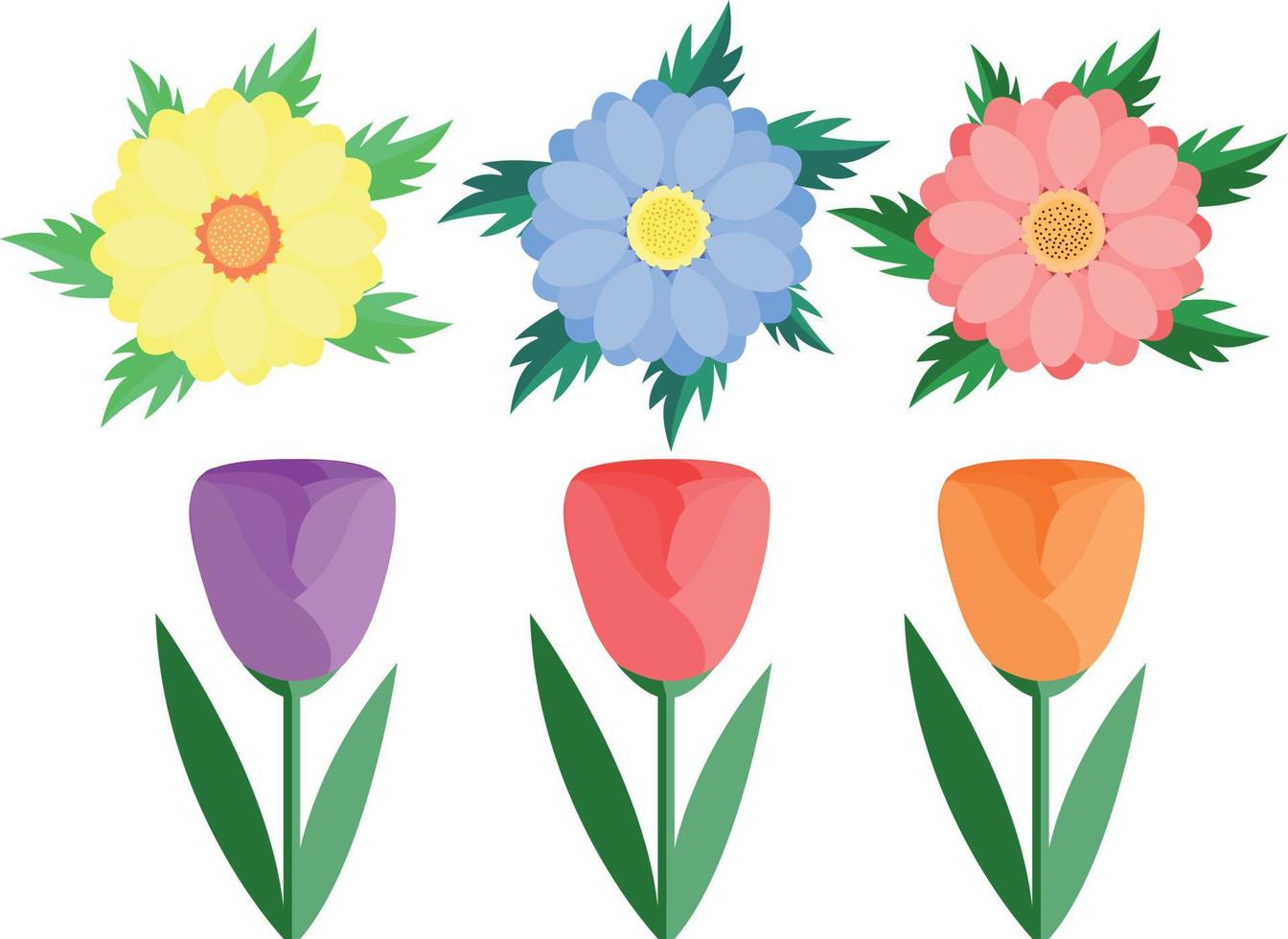 Spring flowers. Vector design flat