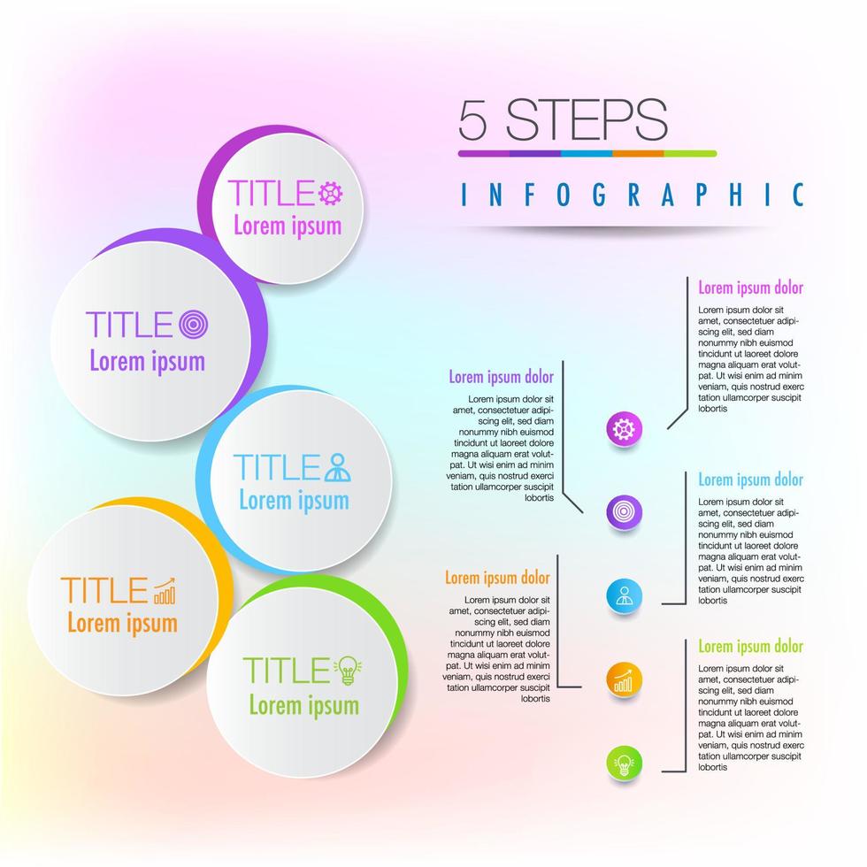 5 steps infographic for business presentation, infographic outlines the steps of the management process can be a useful tool for organizations to visualize vector