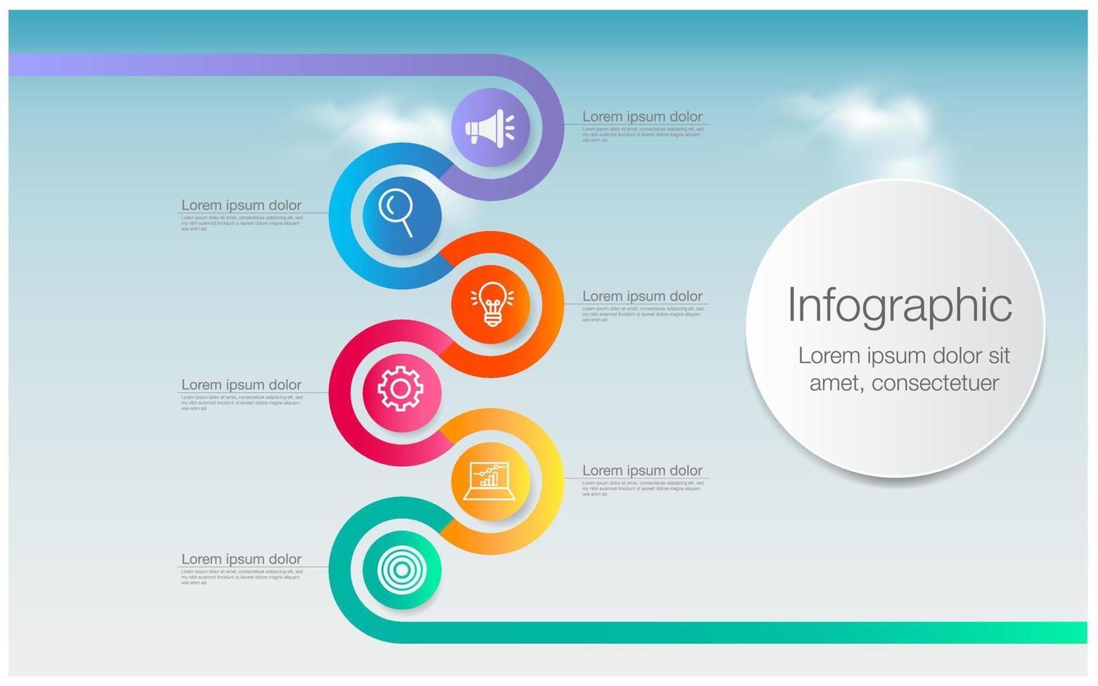 Infographic 6 step road map for business chart to present data, progress, direction, clean design vector