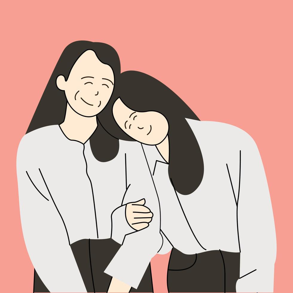 mother and daughter illustration vector