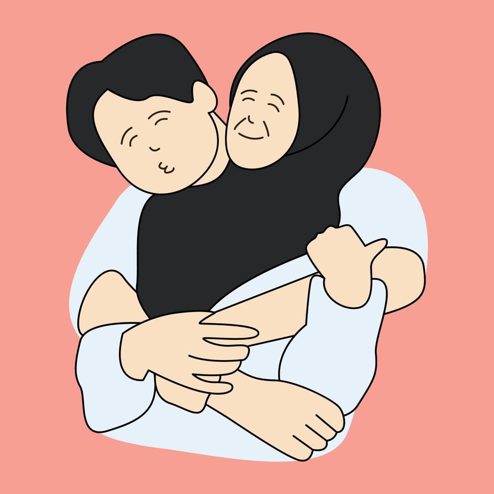 mother and son illustration vector