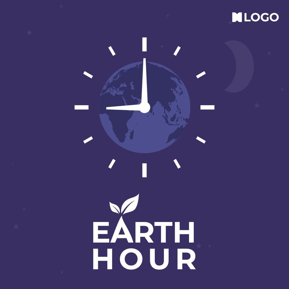 earth hour day social media template vector