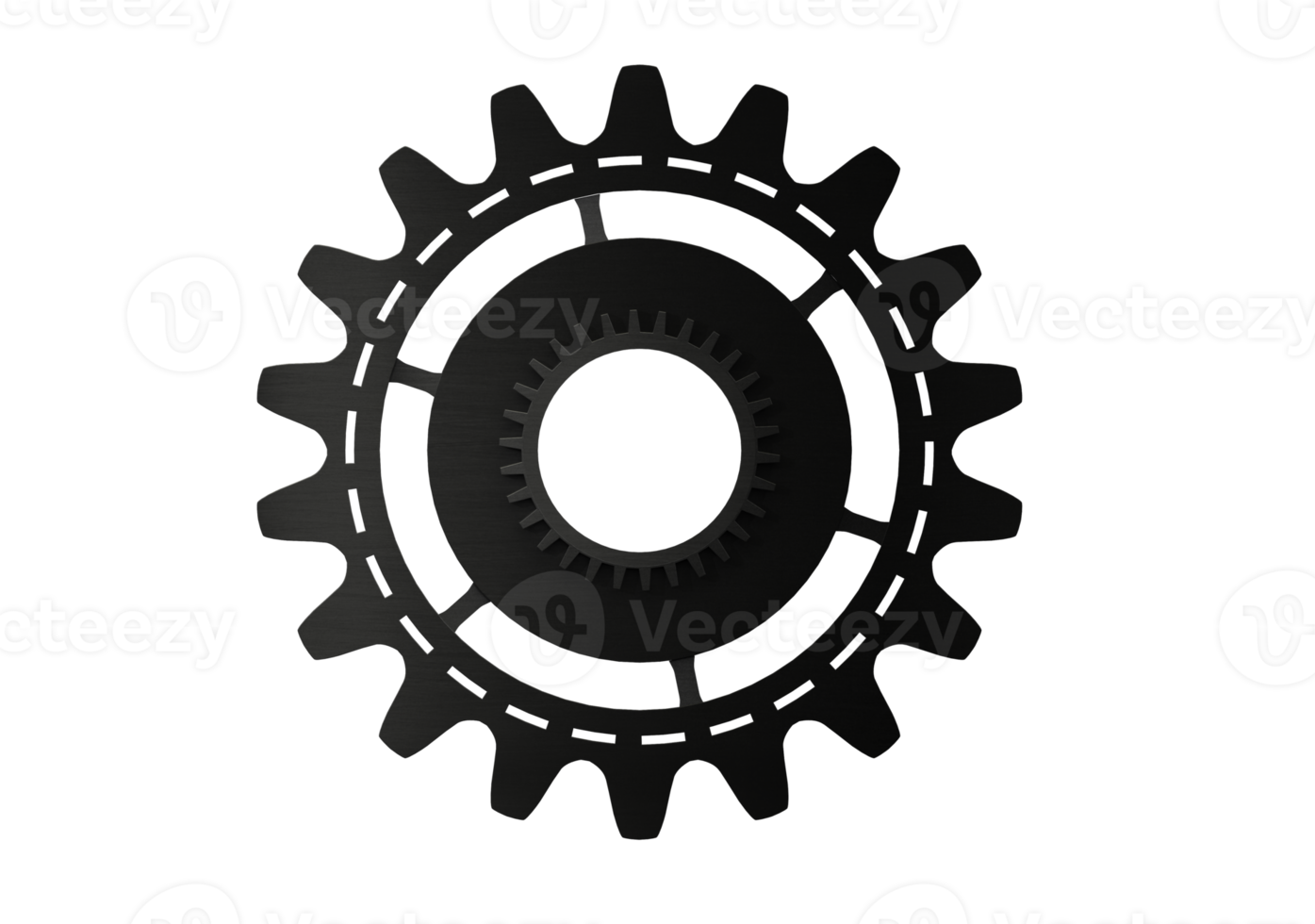 groot zwart versnelling. teamwerk, vennootschap en integratie concept. 3d renderen png