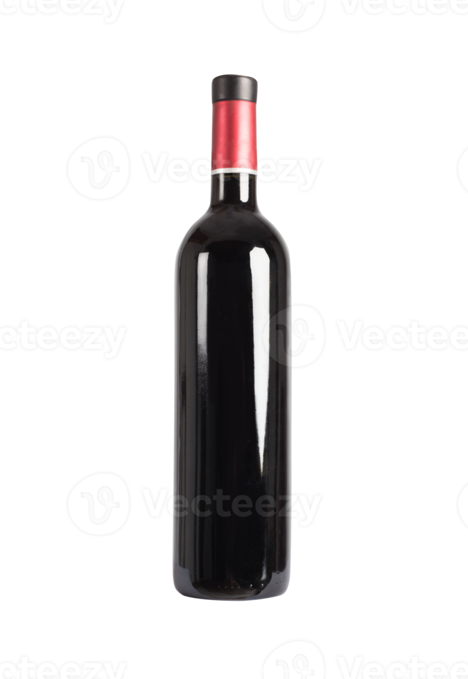 Image of glass red wine bottle without label png