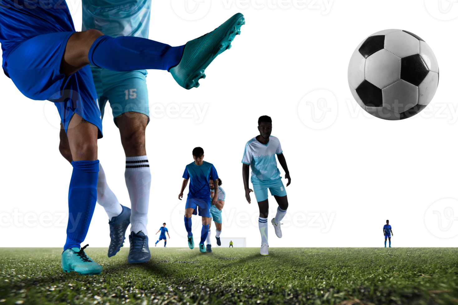 Soccer  player play with soccerball during a football match png