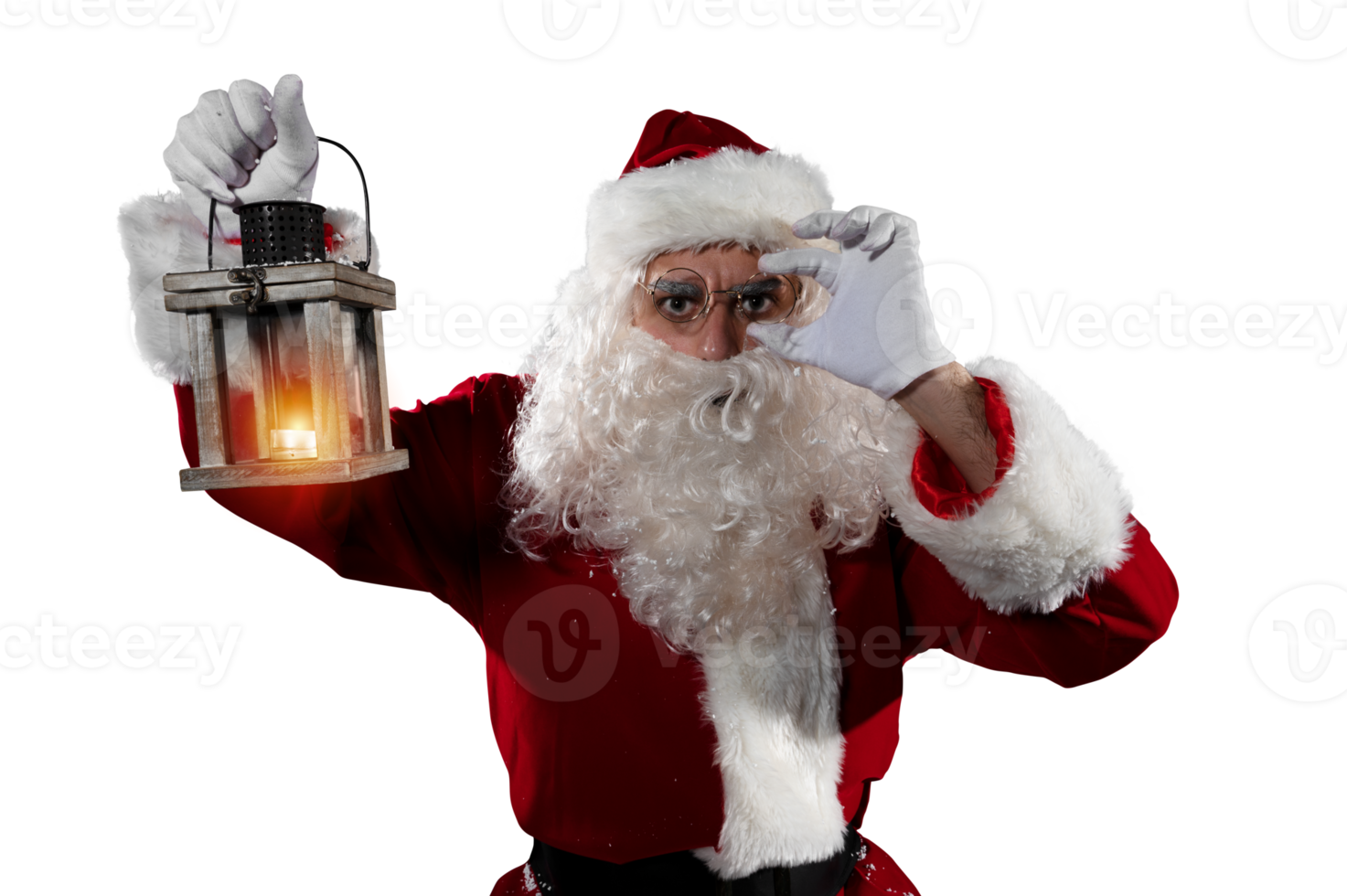 duvidoso santa claus com uma vintage lanterna png