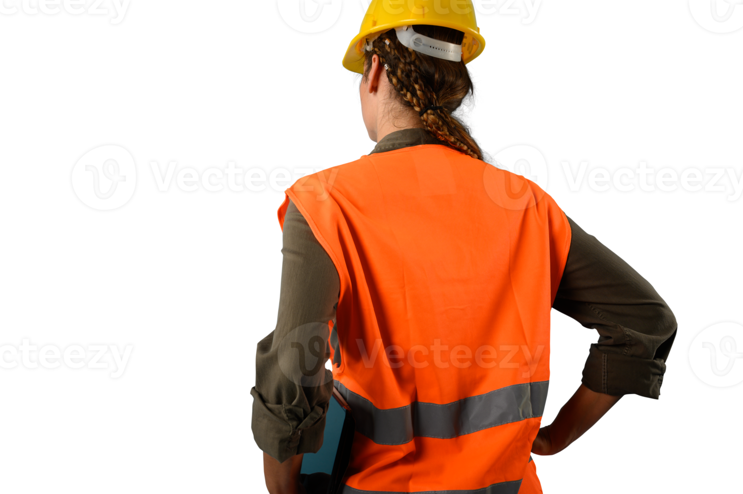 woman with helmet who work in a warehouse png