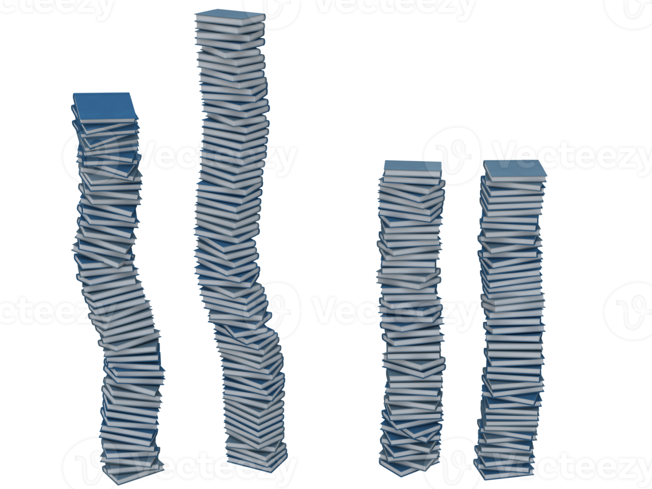 lugg av staplade böcker. begrepp av kultur och kunskap. 3d tolkning png