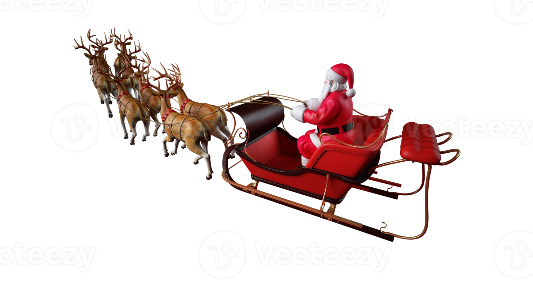 santa claus ready to deliver presents with sleigh with reindeer png