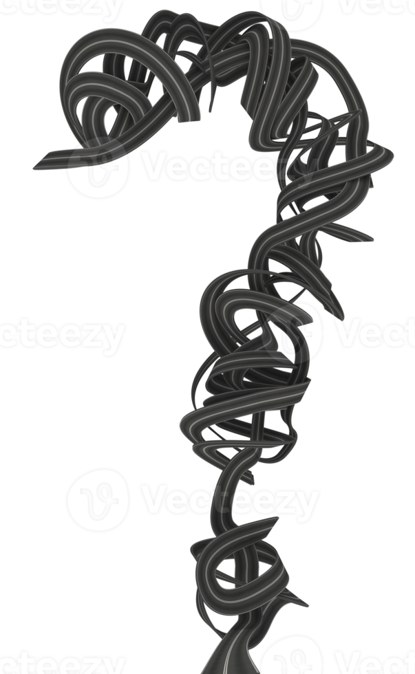 Question mark made with roads. doubts about which way to go concept png