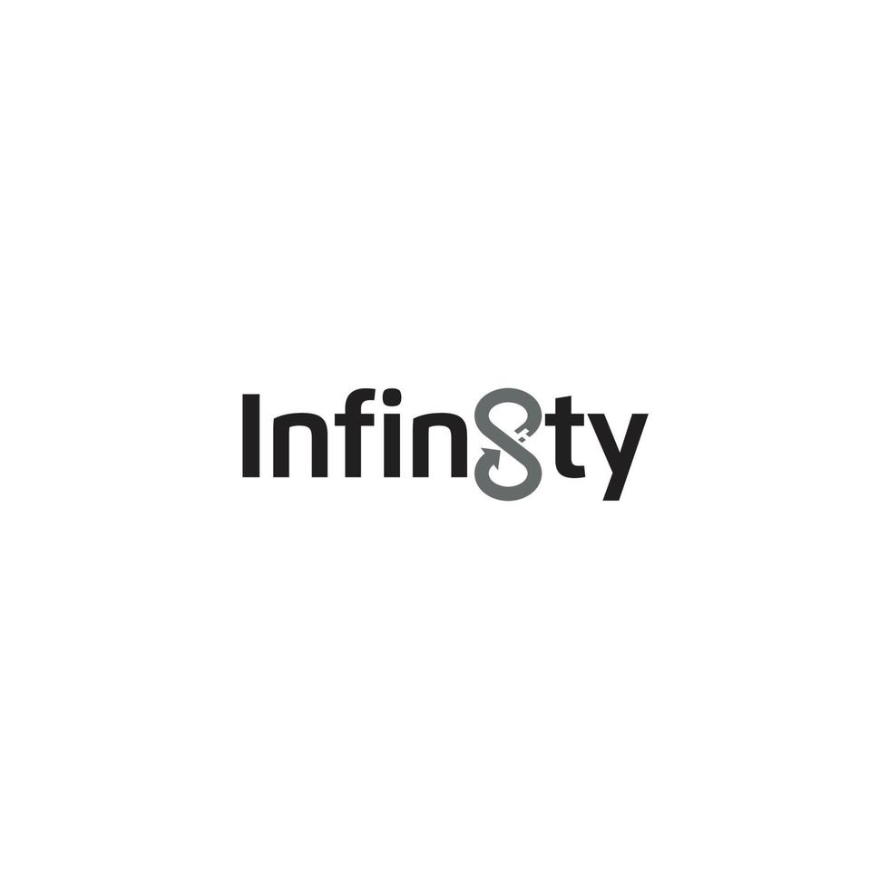 Infinity, Number 8 and Arrow logo or wordmark design vector