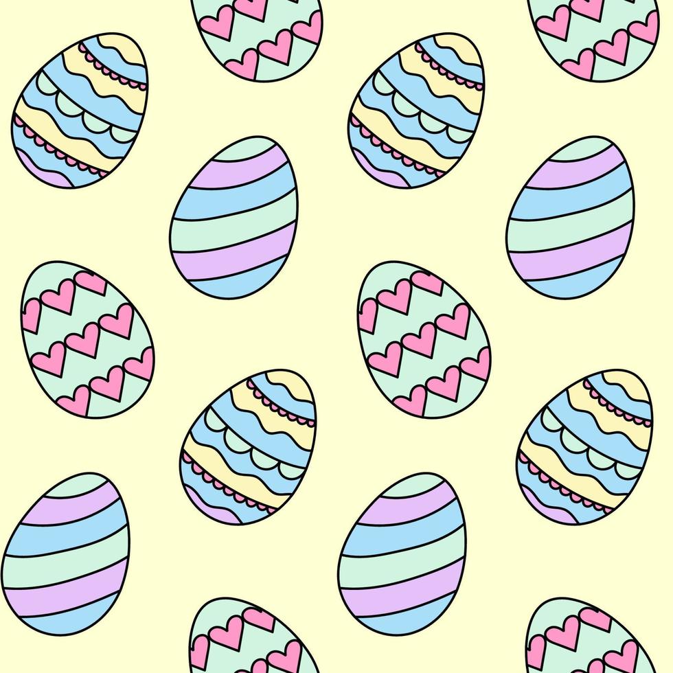 sin costura modelo Pascua de Resurrección huevos en pastel colores. linda pintado garabatear huevos mano dibujado. vector