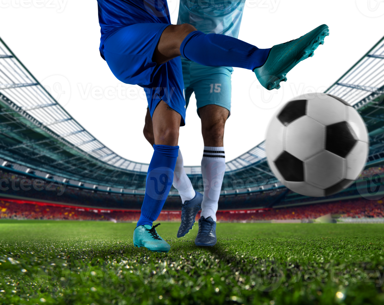 Soccer  player play with soccerball during a football match png