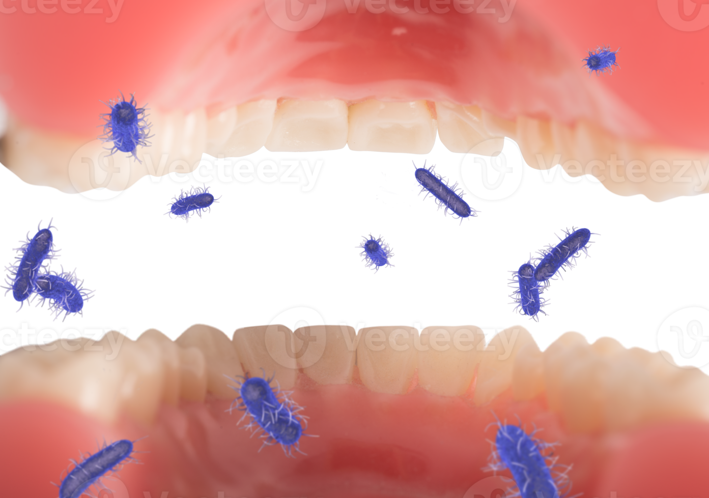 Opened mouth full of viruses and bacteria png