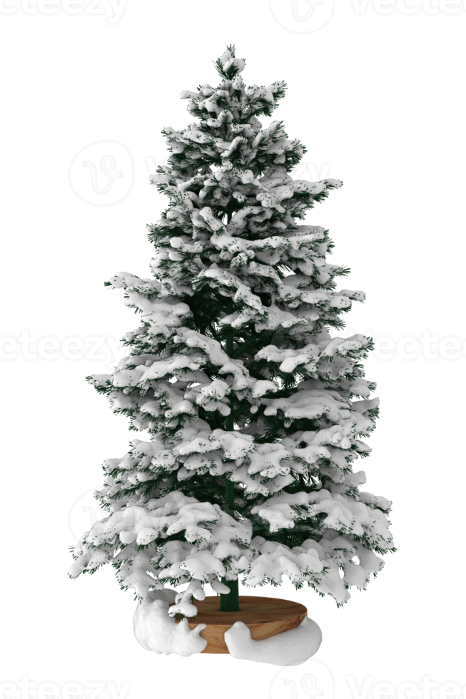 3d rendering of a christmas tree full of snow png