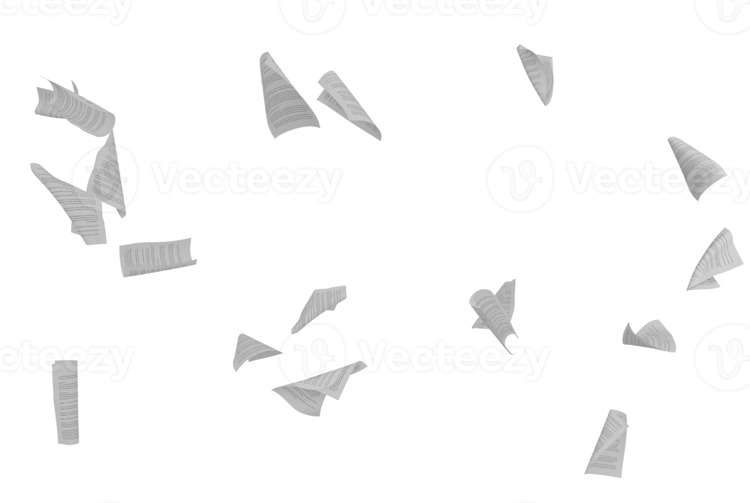 volante lenzuola di carte. burocrazia e oberati di lavoro concetto. 3d interpretazione png