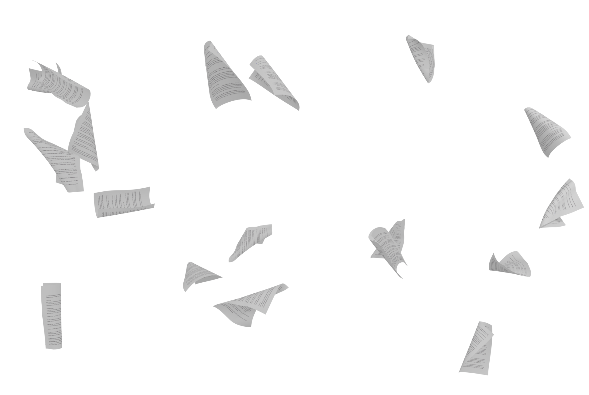 Free en volant feuilles de papiers. bureaucratie et surmené concept. 3d