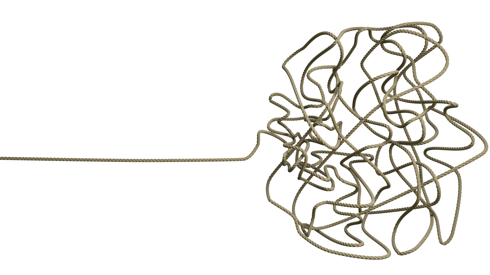 Tangled rope. confusion and mental stress concept. 3d rendering