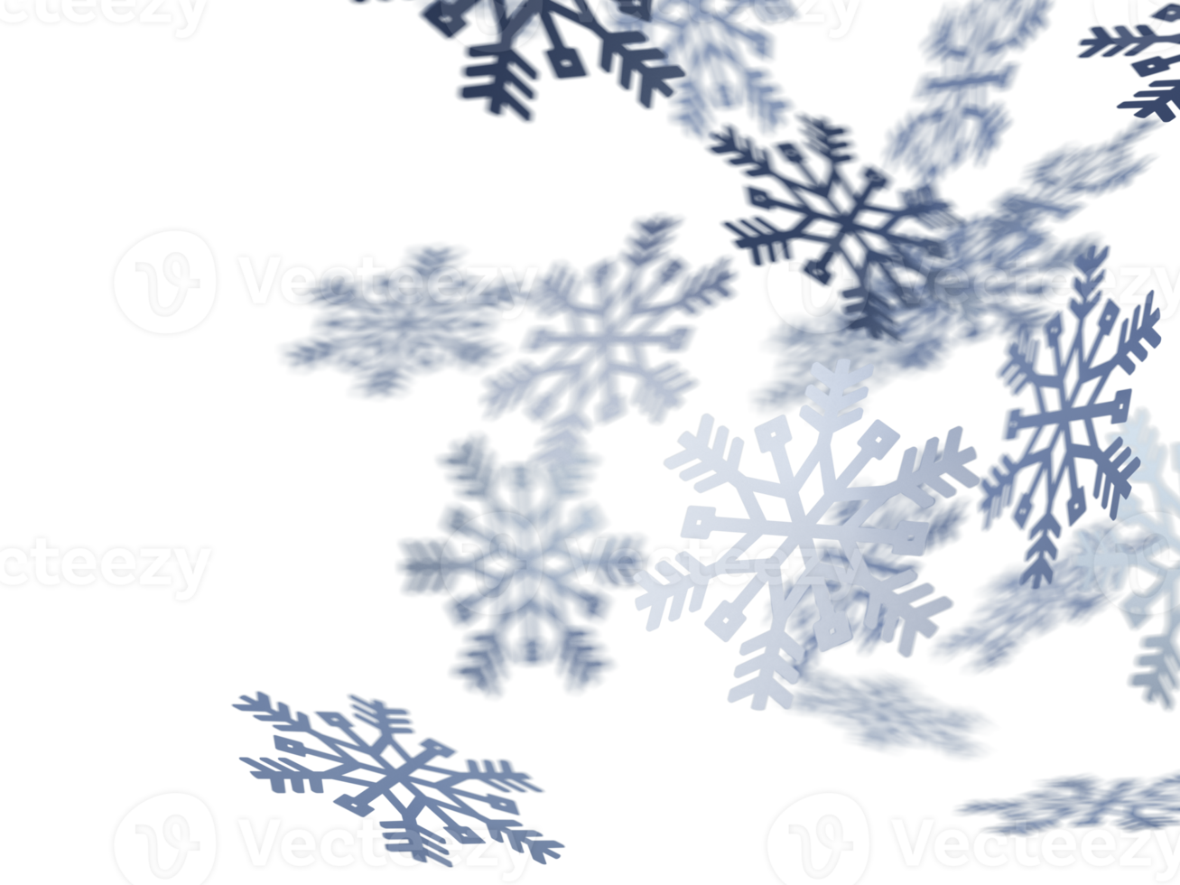 Transparent png composition of silver christmas snowflakes